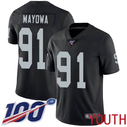 Oakland Raiders Limited Black Youth Benson Mayowa Home Jersey NFL Football 91 100th Season Vapor Jersey
